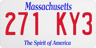 MA license plate 271KY3