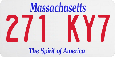 MA license plate 271KY7