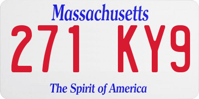 MA license plate 271KY9