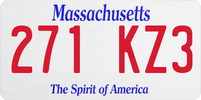 MA license plate 271KZ3