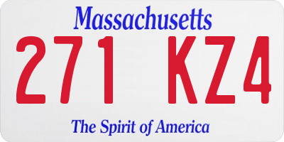 MA license plate 271KZ4