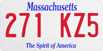 MA license plate 271KZ5