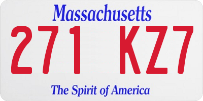 MA license plate 271KZ7