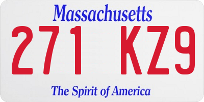 MA license plate 271KZ9