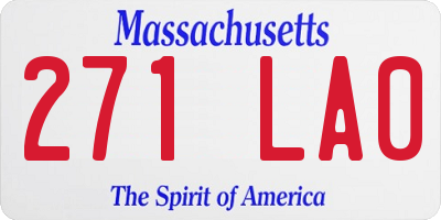 MA license plate 271LA0