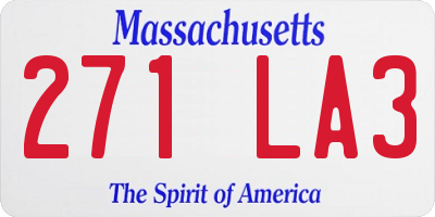 MA license plate 271LA3