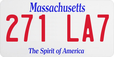 MA license plate 271LA7