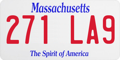 MA license plate 271LA9