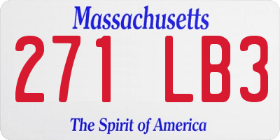MA license plate 271LB3