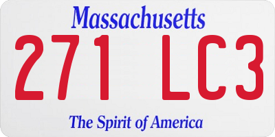 MA license plate 271LC3