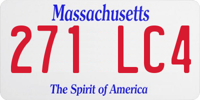 MA license plate 271LC4