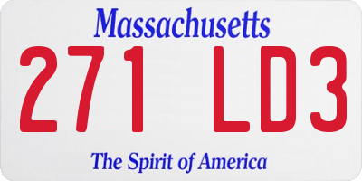 MA license plate 271LD3