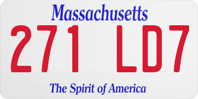 MA license plate 271LD7