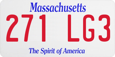 MA license plate 271LG3