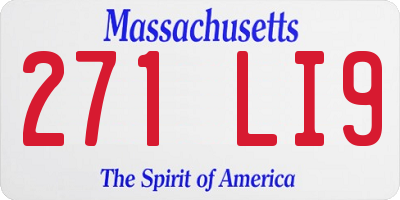 MA license plate 271LI9