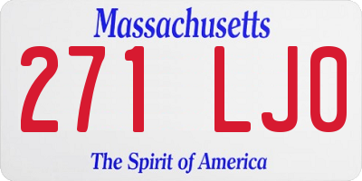 MA license plate 271LJ0