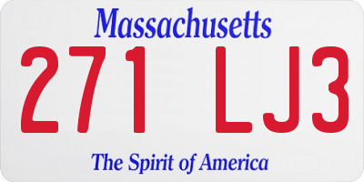 MA license plate 271LJ3