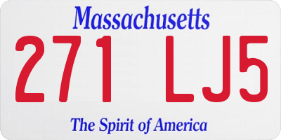 MA license plate 271LJ5