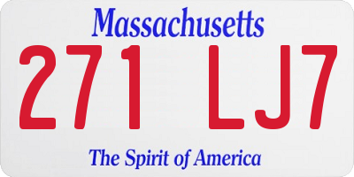 MA license plate 271LJ7