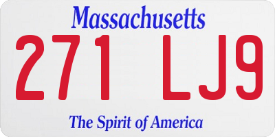 MA license plate 271LJ9