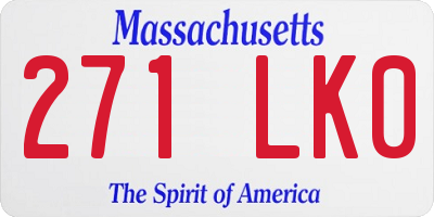 MA license plate 271LK0