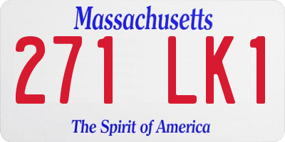 MA license plate 271LK1