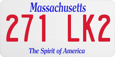 MA license plate 271LK2