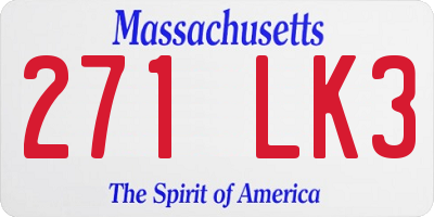 MA license plate 271LK3