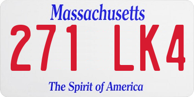 MA license plate 271LK4