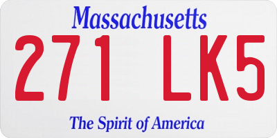 MA license plate 271LK5