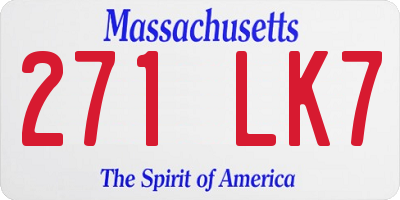MA license plate 271LK7