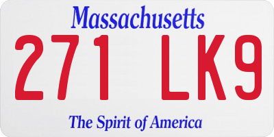 MA license plate 271LK9