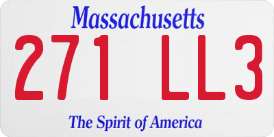 MA license plate 271LL3