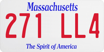 MA license plate 271LL4