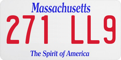 MA license plate 271LL9