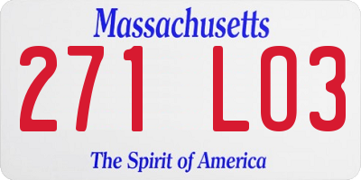 MA license plate 271LO3