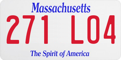 MA license plate 271LO4