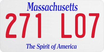 MA license plate 271LO7