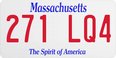 MA license plate 271LQ4