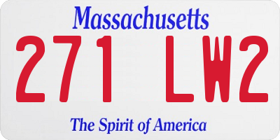 MA license plate 271LW2
