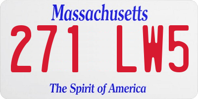 MA license plate 271LW5