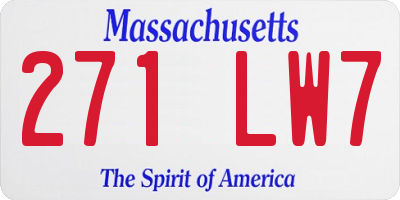MA license plate 271LW7