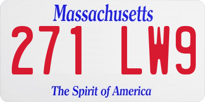 MA license plate 271LW9