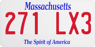 MA license plate 271LX3