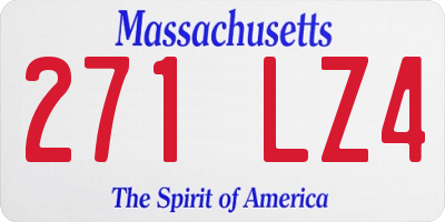 MA license plate 271LZ4