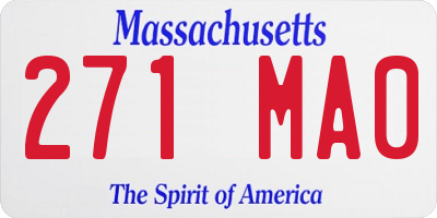 MA license plate 271MA0