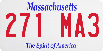 MA license plate 271MA3