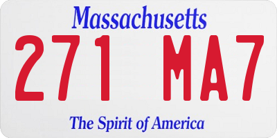 MA license plate 271MA7