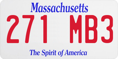 MA license plate 271MB3