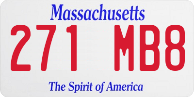 MA license plate 271MB8